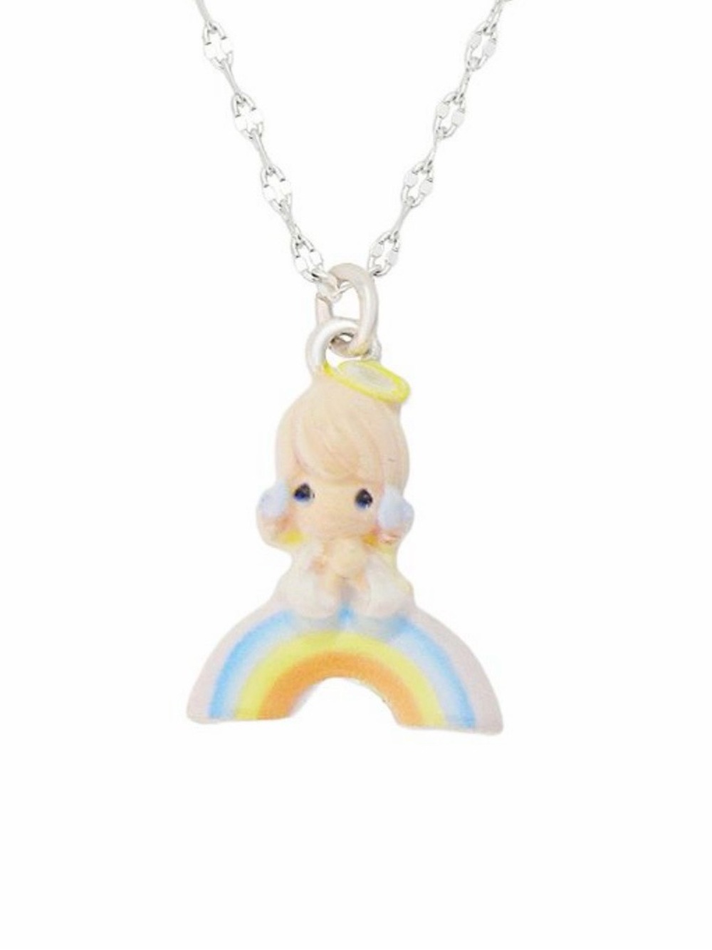 Precious Moments Angel Rainbow Necklace NIB Silver Plated